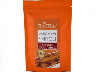 Дикий лосось с рубленным мясом кальмара (соломка): Мясо (АЛЬЯНС) вяленое курица с халапеньо (50 гр)